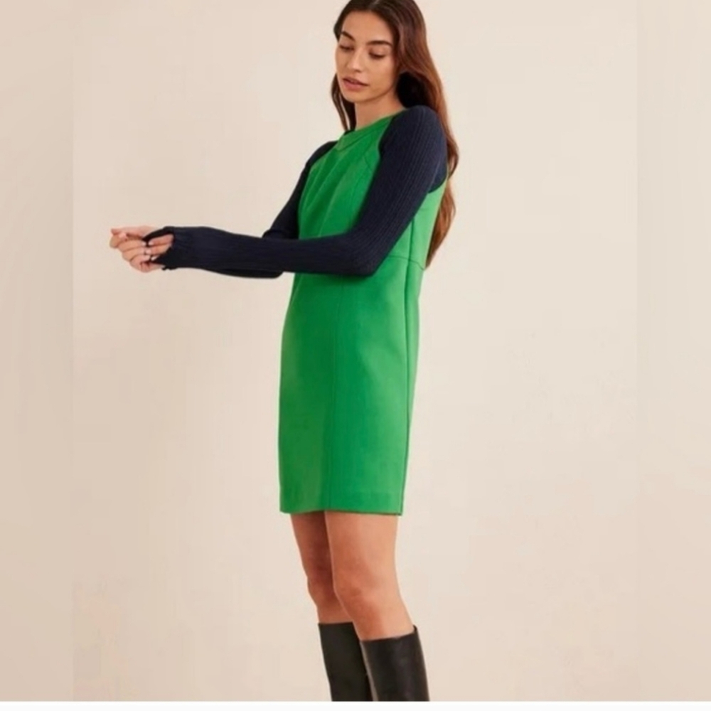 Boden Sleeveless Wool-Blend Mini Shift Dress green NWT